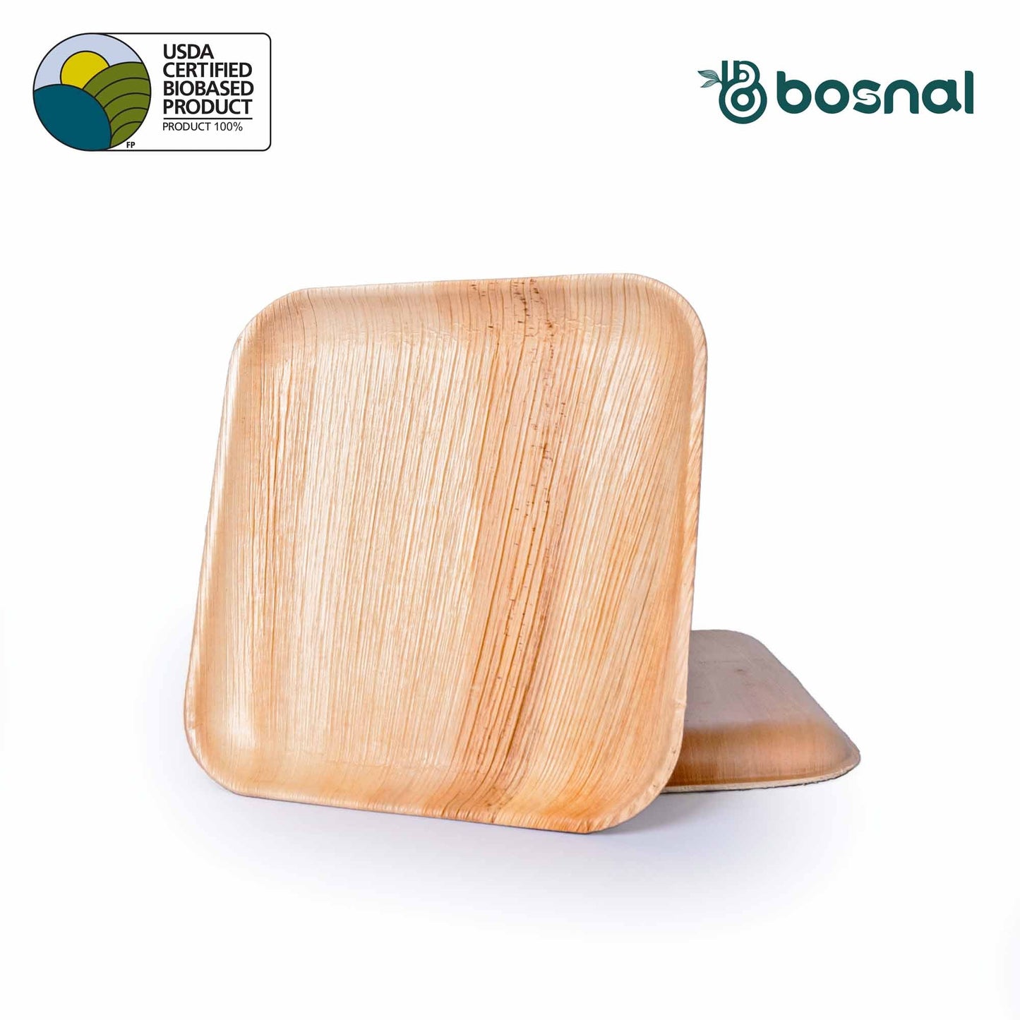 Bosnal - Palm Leaf Biodegradable Plates, 10 inch, Square