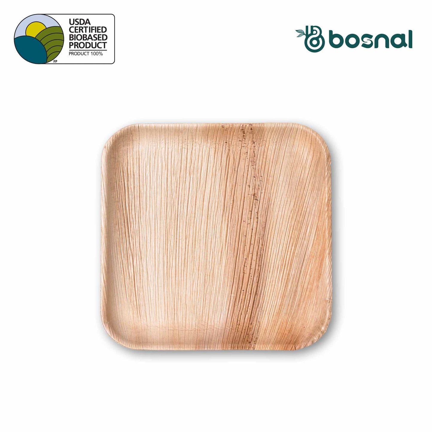 Bosnal - Palm Leaf Biodegradable Plates, 10 inch, Square
